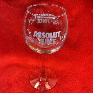 Absolut  Juice Vodka Goblet Clear Glass White Etching 16 Oz Each Single Stem Bar